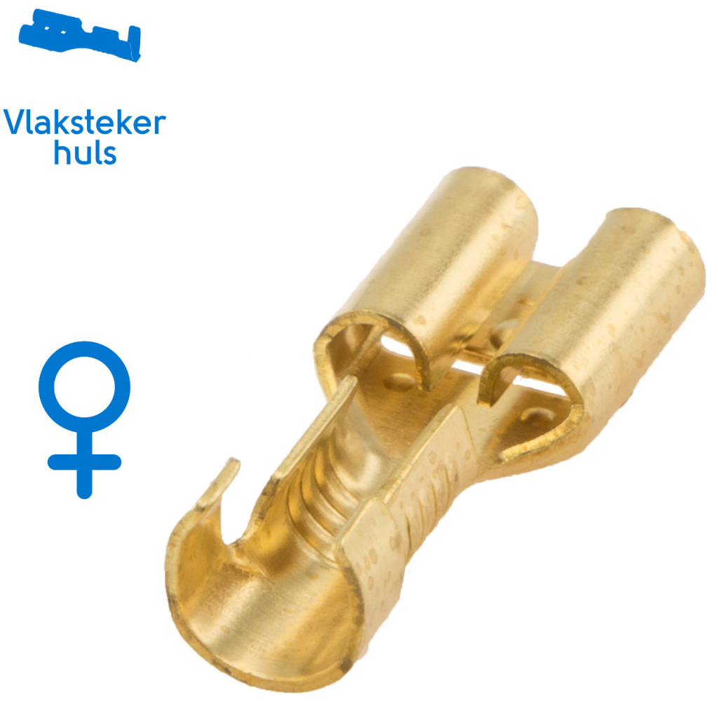 BBAtechniek - Vlakstekerhuls messing 6.3 1.5 -2.5mm² (100x)