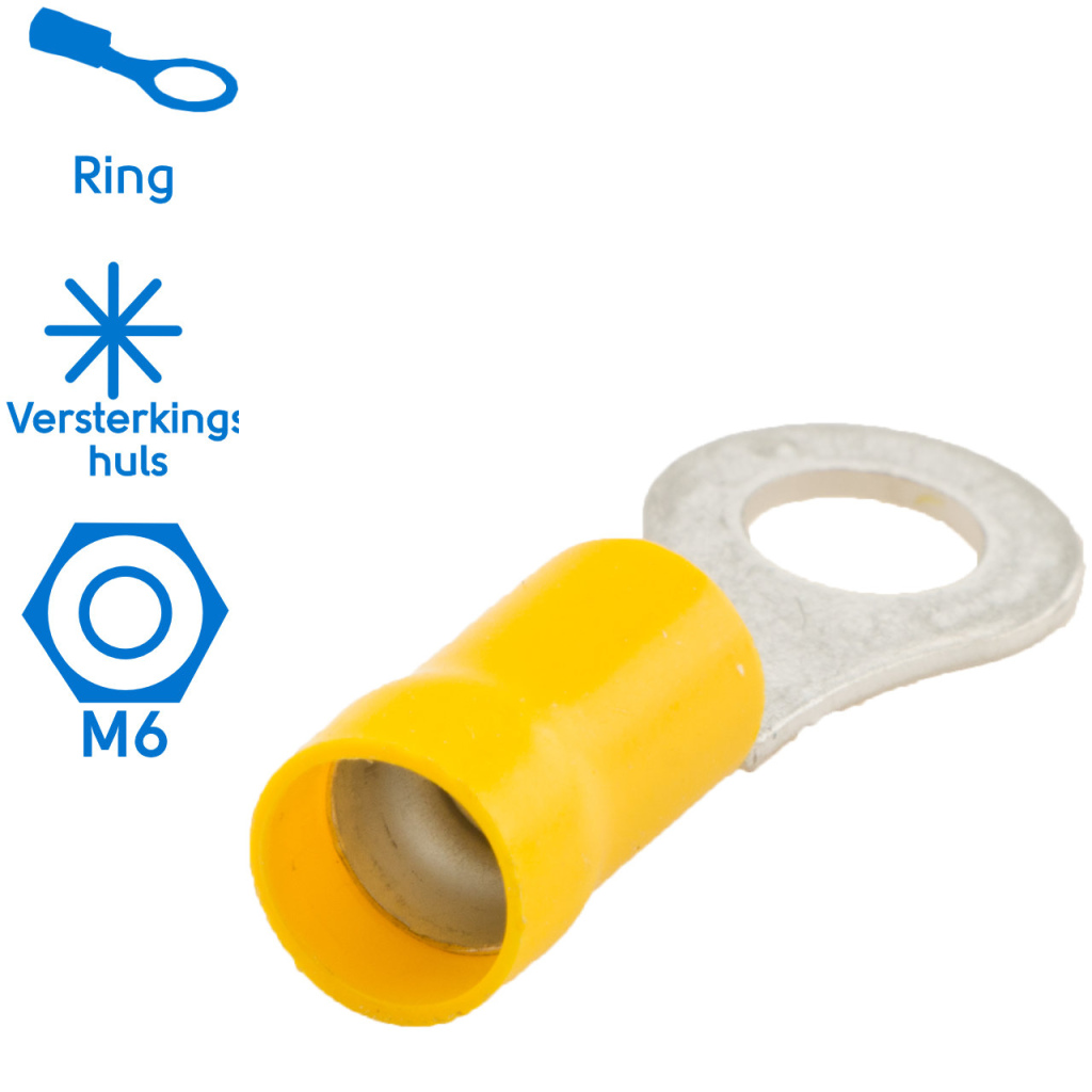 BBAtechniek - Kabelschoen ring M6 Ø6.4mm* geel (100x)
