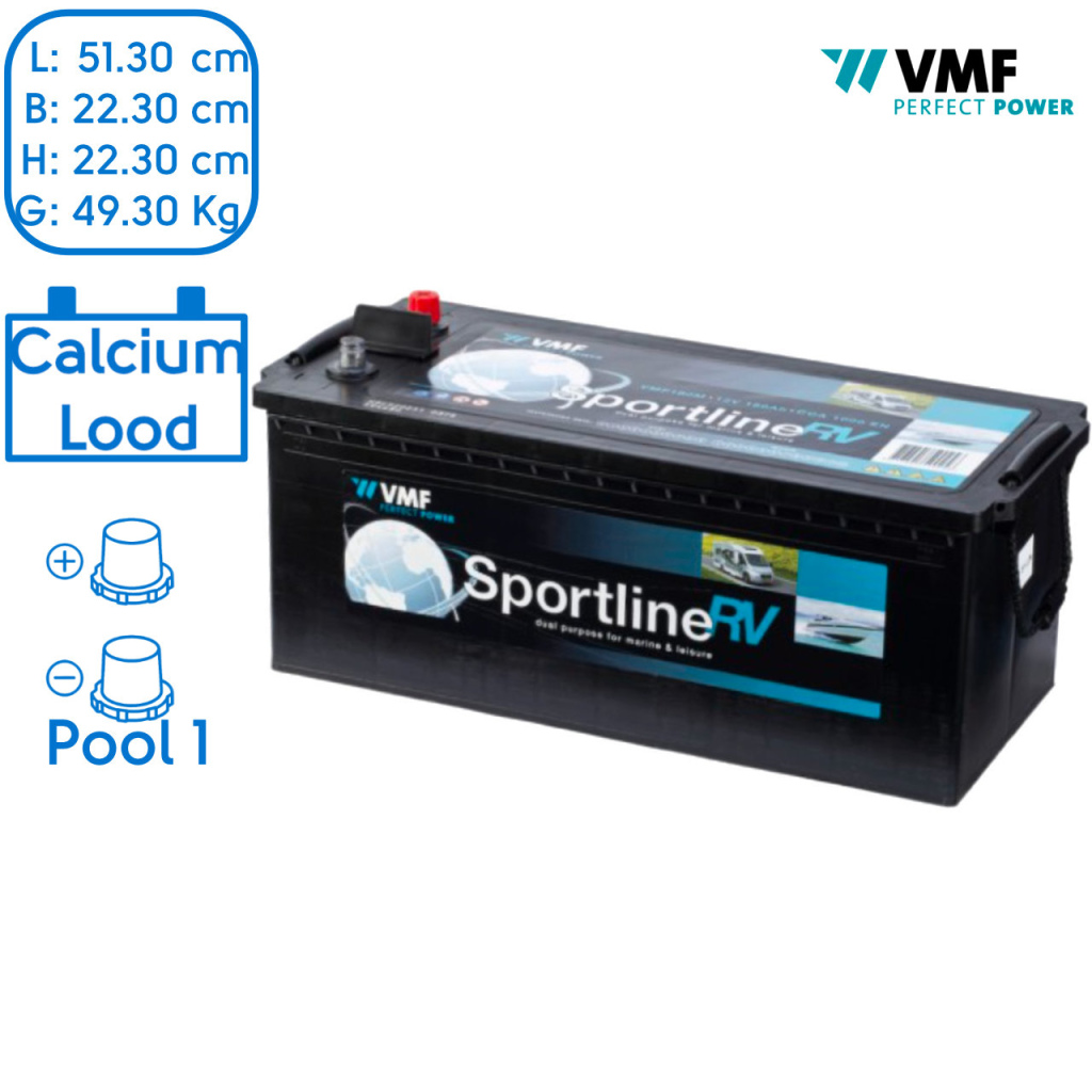 BBAtechniek - 12V 180Ah VMF Sportline semi-tractie accu (1x)