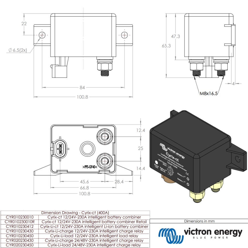 BBAtechniek - Victron Cyrix-CT 12/24V 230A combiner relais (1x)