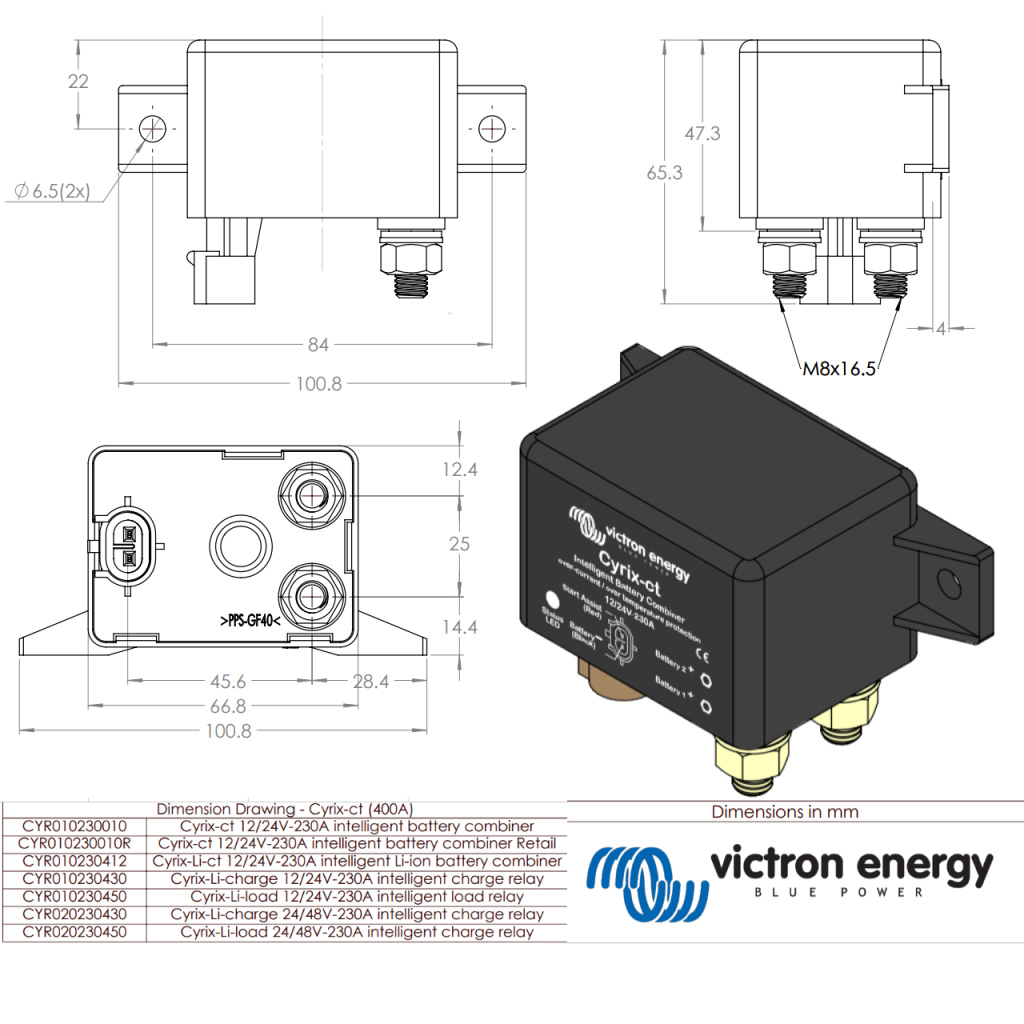 BBAtechniek - Victron Cyrix-Li 12/24V 230A charge relais (1x)