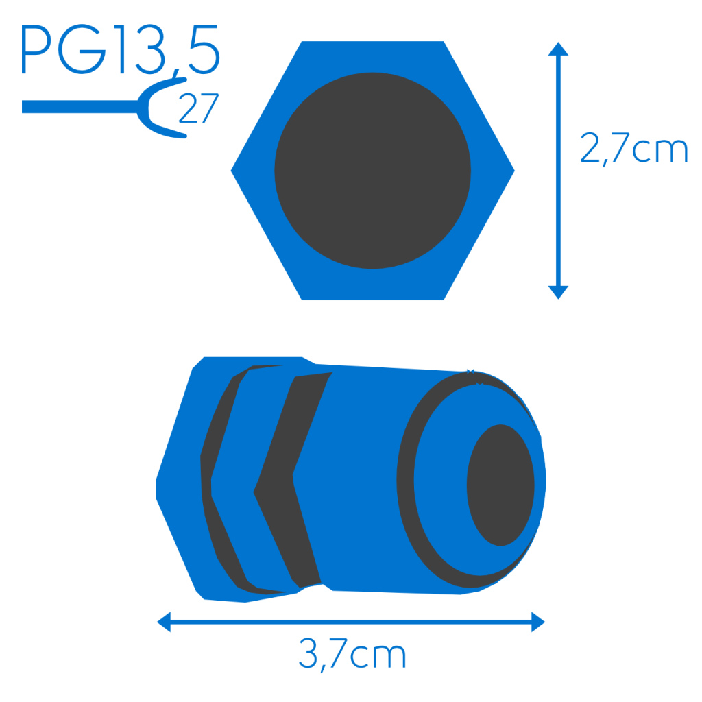 BBAtechniek - NDS wartel kabeldoorvoer 7-12mm zwart PG13.5 (1x)