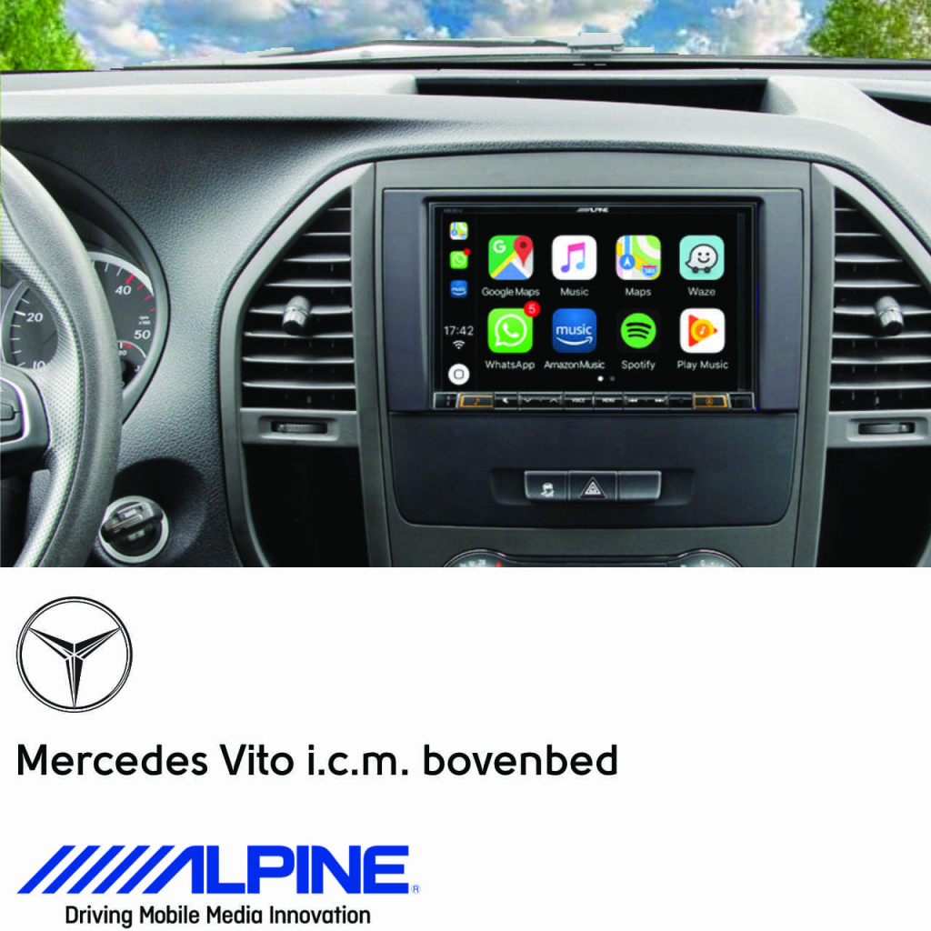 BBAtechniek - 8” Alpine X803DC-U 1DIN voor bovenbed (1x) 