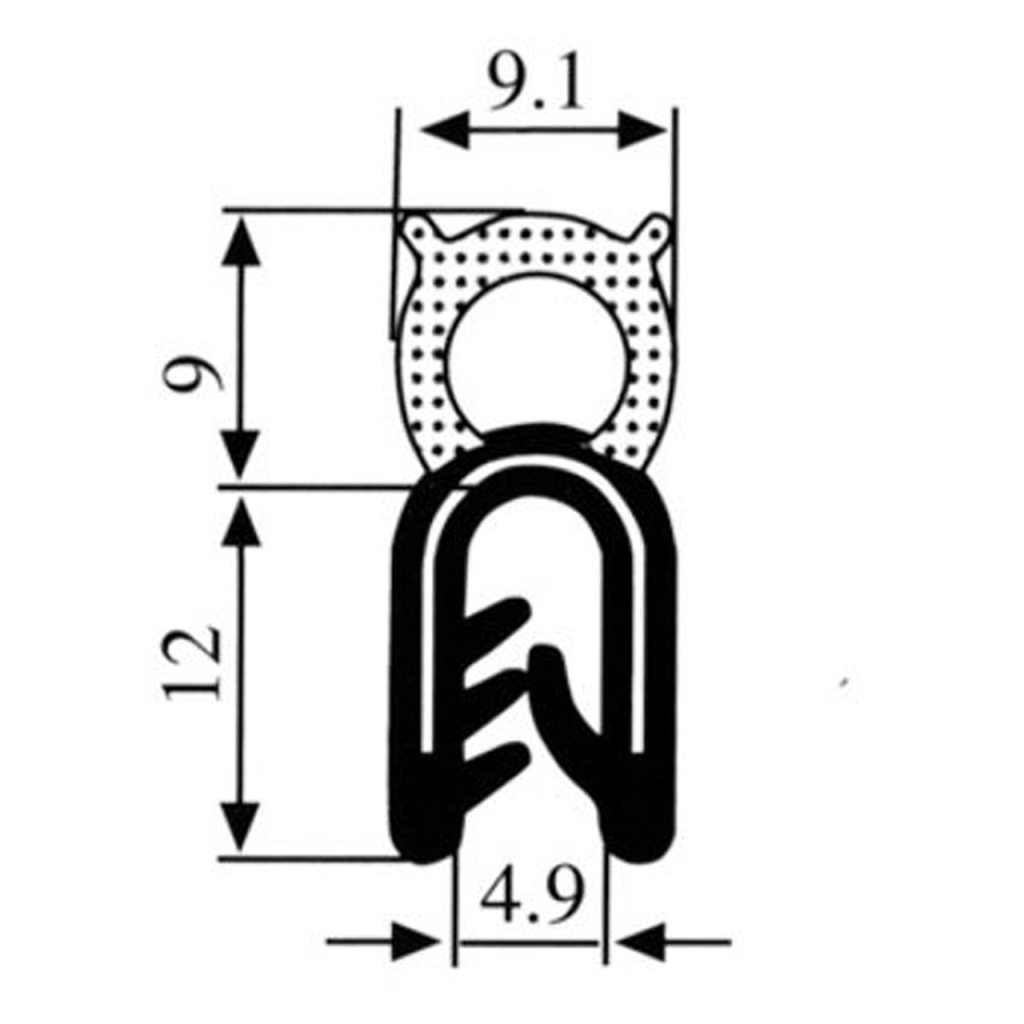 BBAtechniek - Klemprofiel met sponsrubber bovenkant 1-3mm (5m)