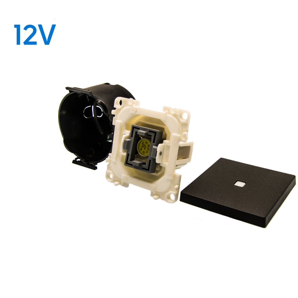 BBAtechniek - Controleschakelaar gele LED 12V zwart (1x)