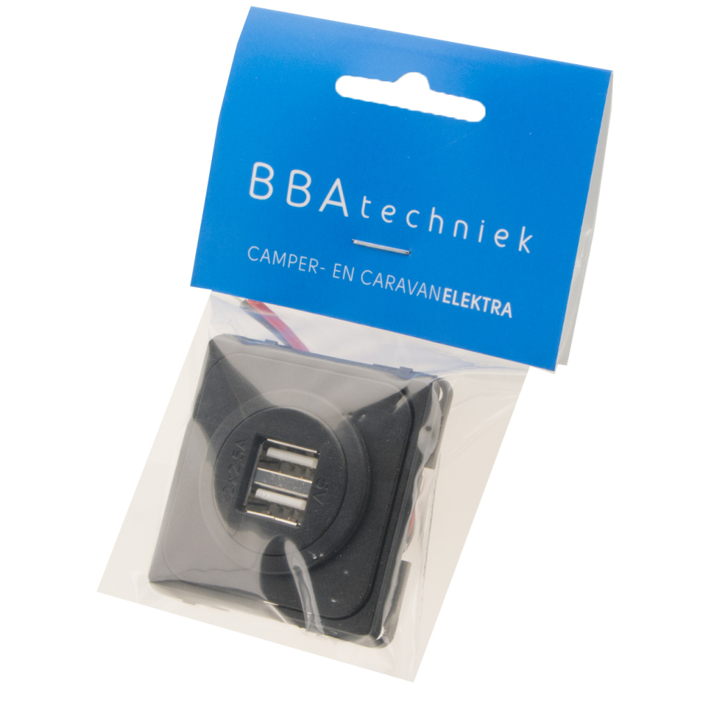 BBAtechniek - Contactdoos 2x 2.5A USB zwart (1x)