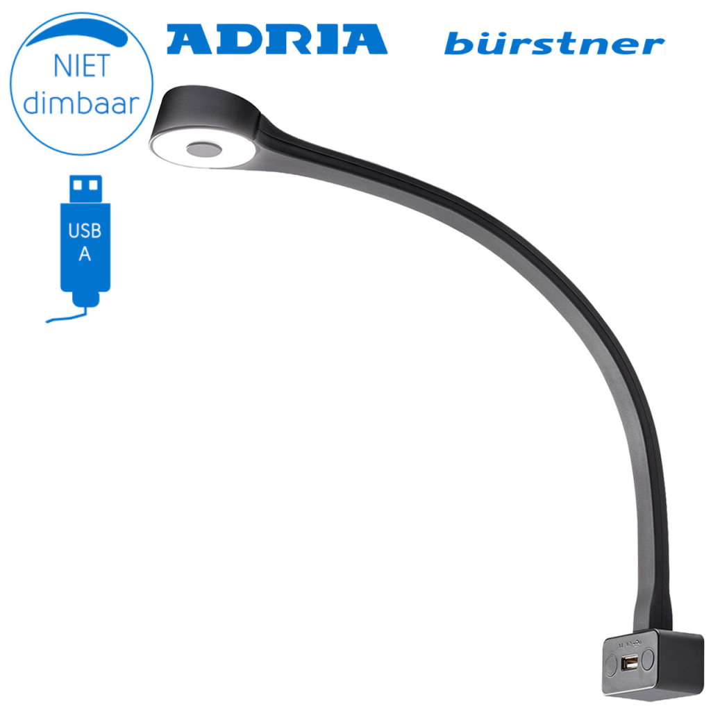 BBAtechniek - Cordoba flex LED 12V 1.3W 4100K 90lm USB zwart(1x)
