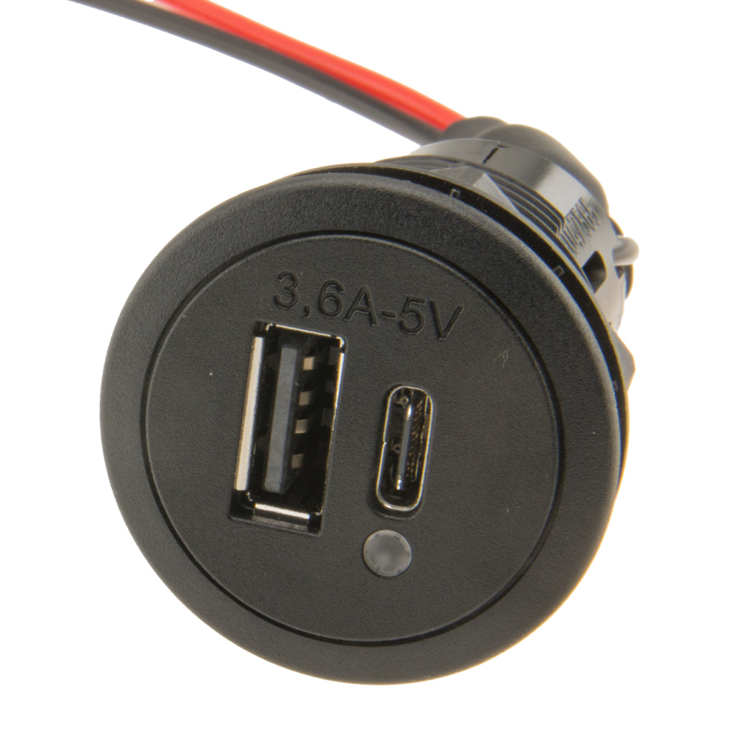 BBAtechniek - Power USB-C/A inbouwdoos 12/24V DC/5V 3600mA (1x)
