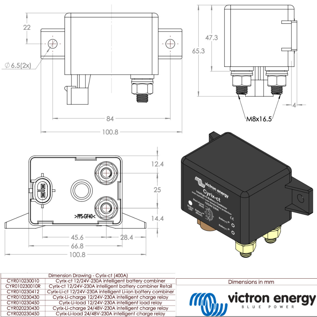 BBAtechniek - Victron Cyrix Li-CT relais 12/24V 230A (1x)