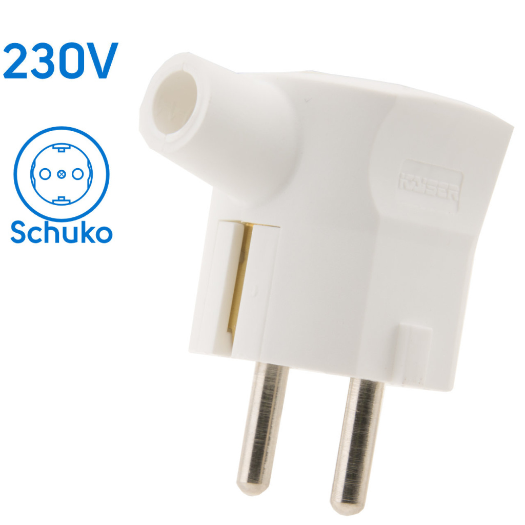 BBAtechniek - Stekker 230V met randaarde en tule haaks wit (10x)