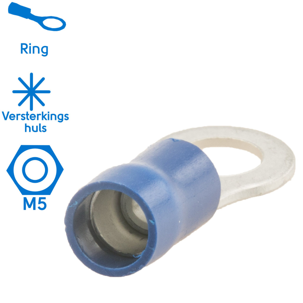 BBAtechniek - Kabelschoen ring M5 Ø5.3mm* blauw (100x)