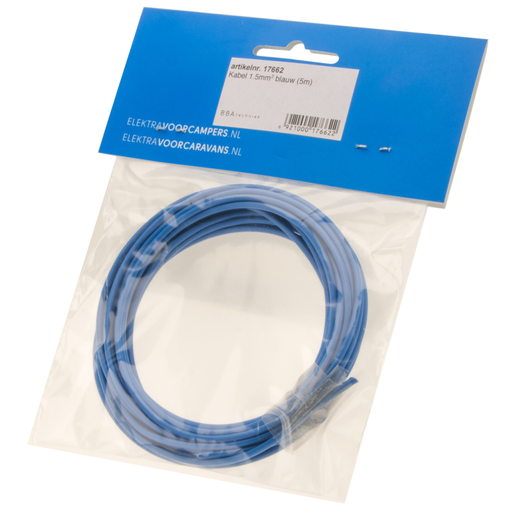 BBAtechniek - 1.5mm2 kabel blauw (5m)