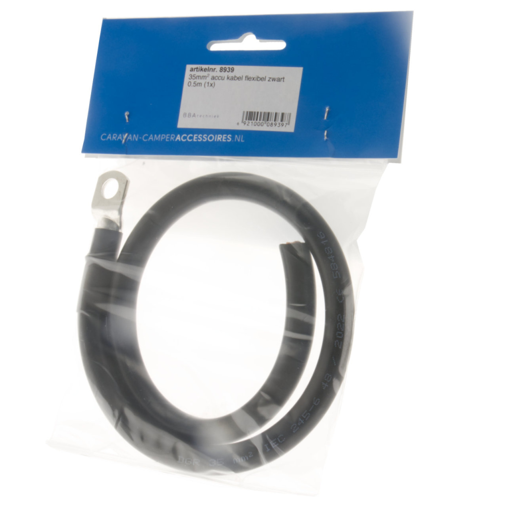 BBAtechniek - 35mm2 accu kabel flexibel zwart M8 (0.5m )