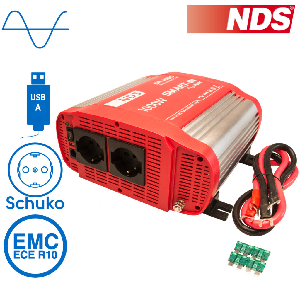 BBAtechniek - NDS SP-1000 inverter 12V 1000W USB-uitgang (1x)