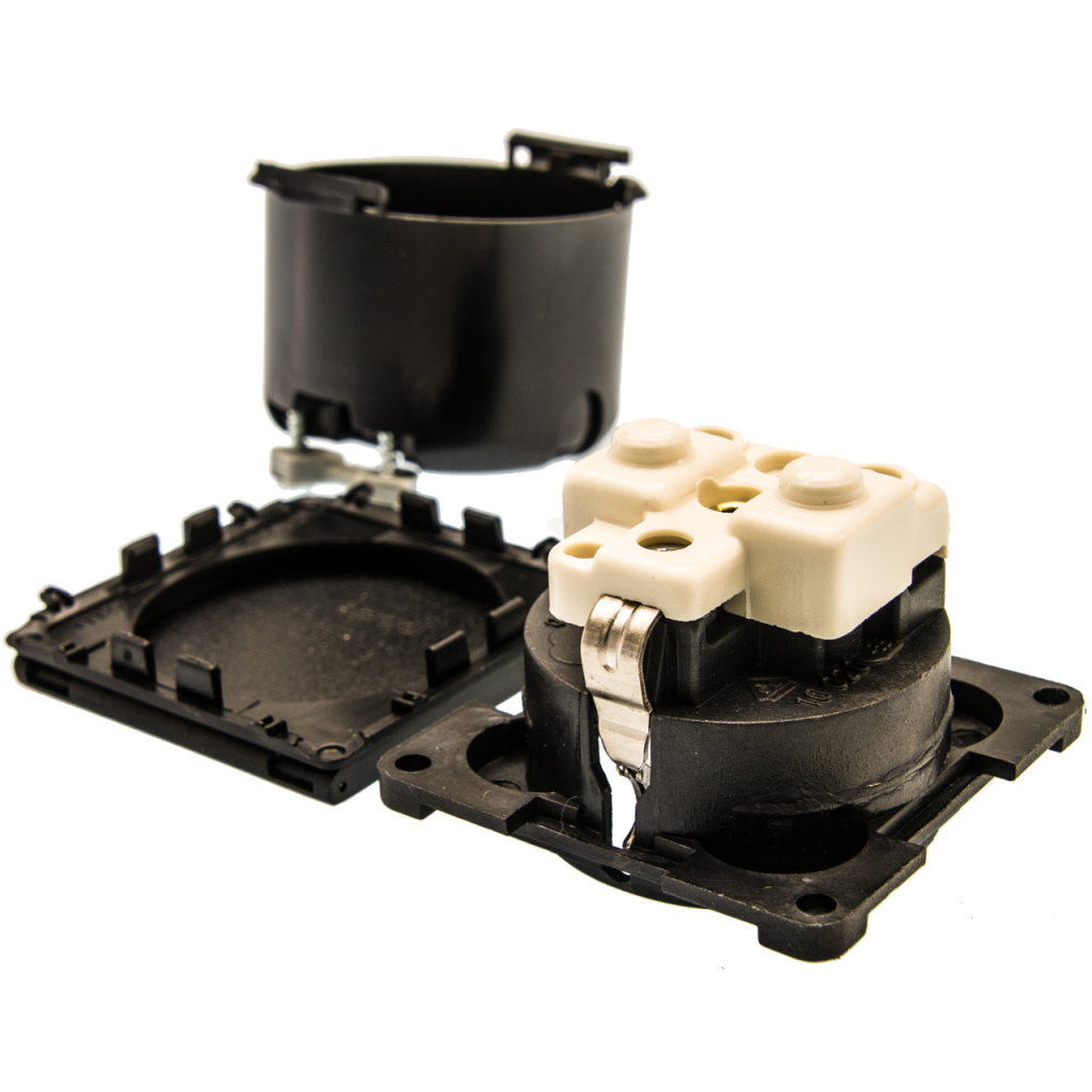 BBAtechniek - 230V Schuko contactdoos zwart S20.000 (1x)