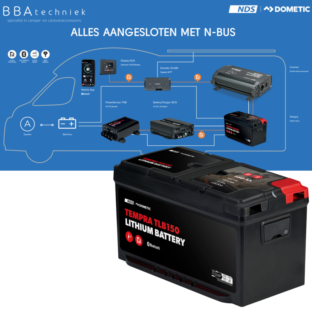 BBAtechniek - 12V 150Ah NDS Tempra Lithium N-Bus accu (1x)