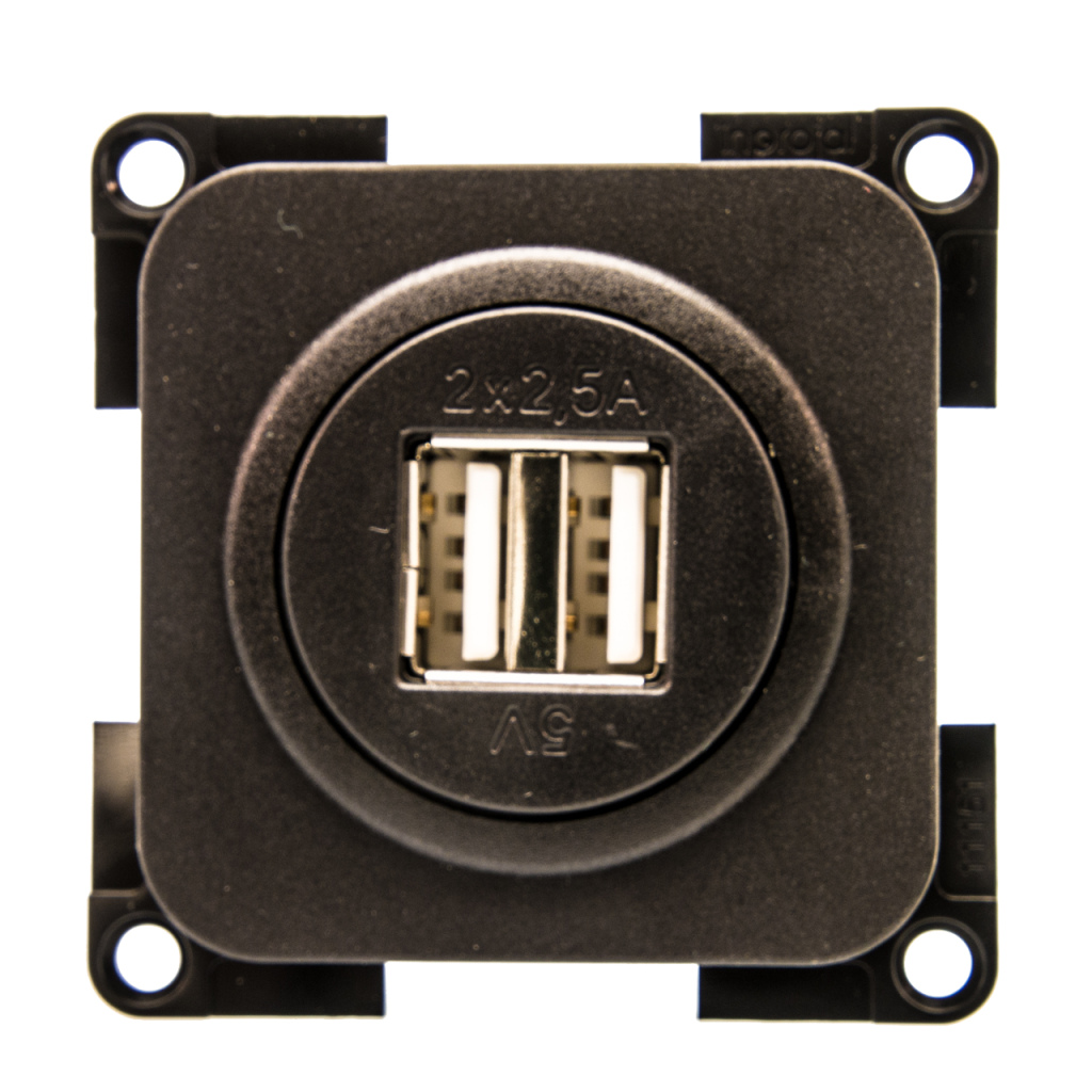 BBAtechniek - USB-A contactdoos 2x 2.5A zwart S20.000 (1x)