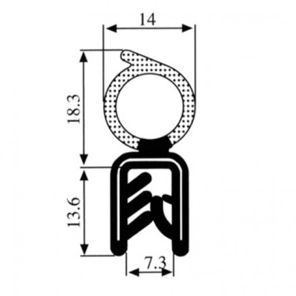 BBAtechniek - Klemprofiel met sponsrubber bovenkant 2-5mm (5m)
