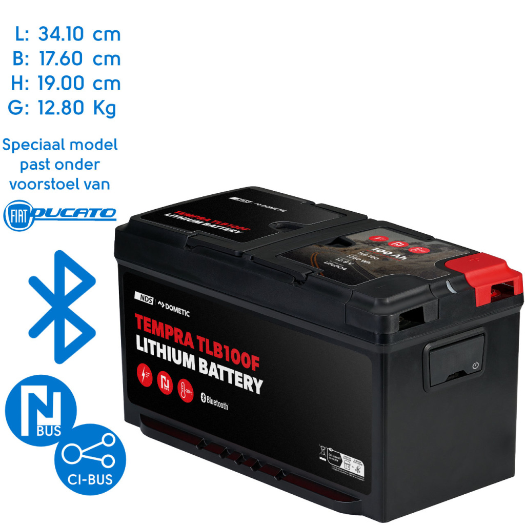 BBAtechniek - 12V 100Ah NDS Tempra Lithium N-Bus accu (1x)
