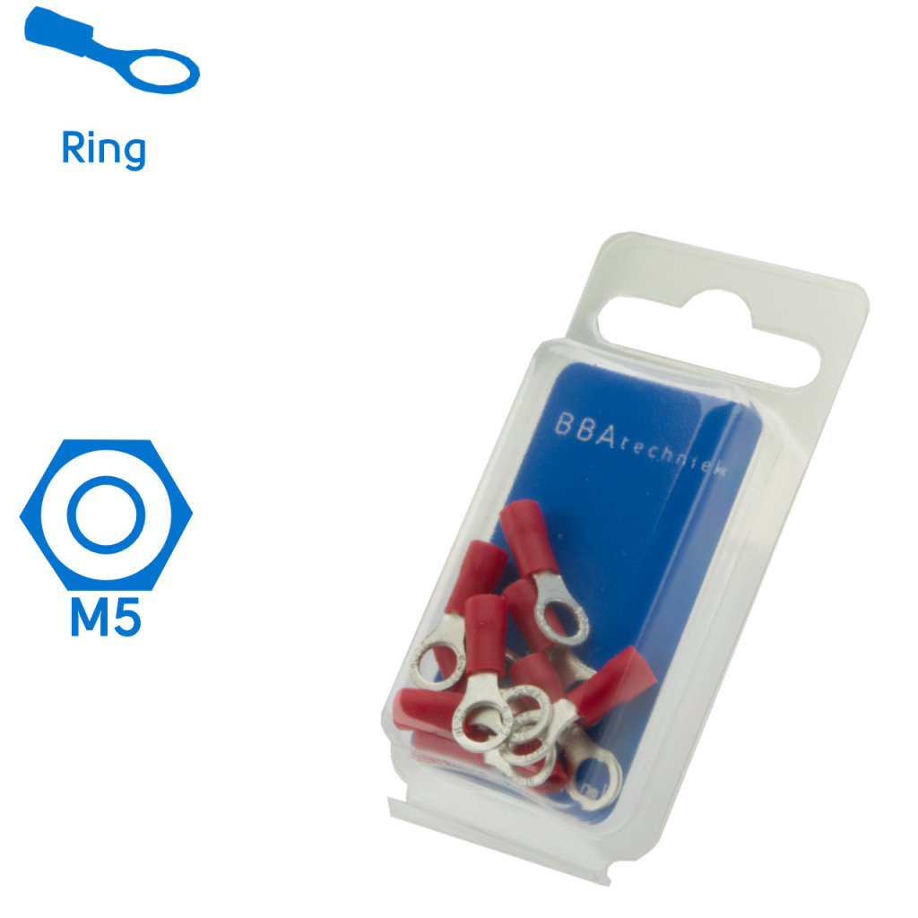 BBAtechniek - Kabelschoen ring M5 Ø5.3mm rood (10x)