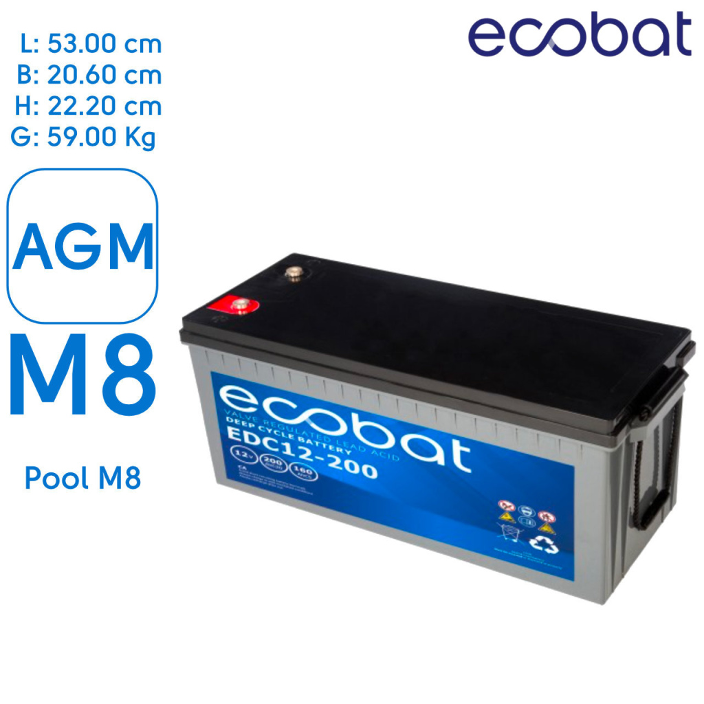 BBAtechniek - 12V 200Ah Ecobat AGM deep cycle accu (1x)