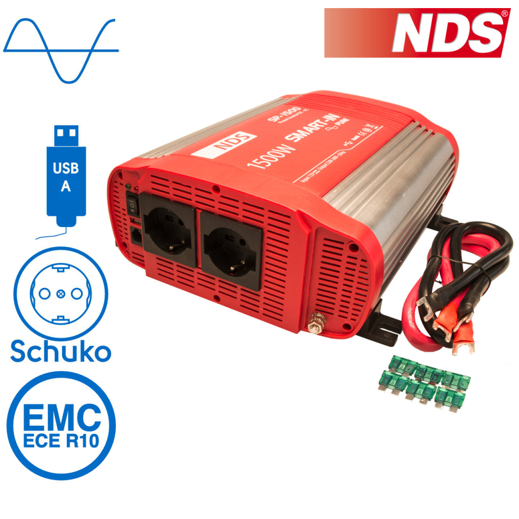 BBAtechniek - NDS SP-1500 inverter 12V 1500W USB-uitgang (1x)