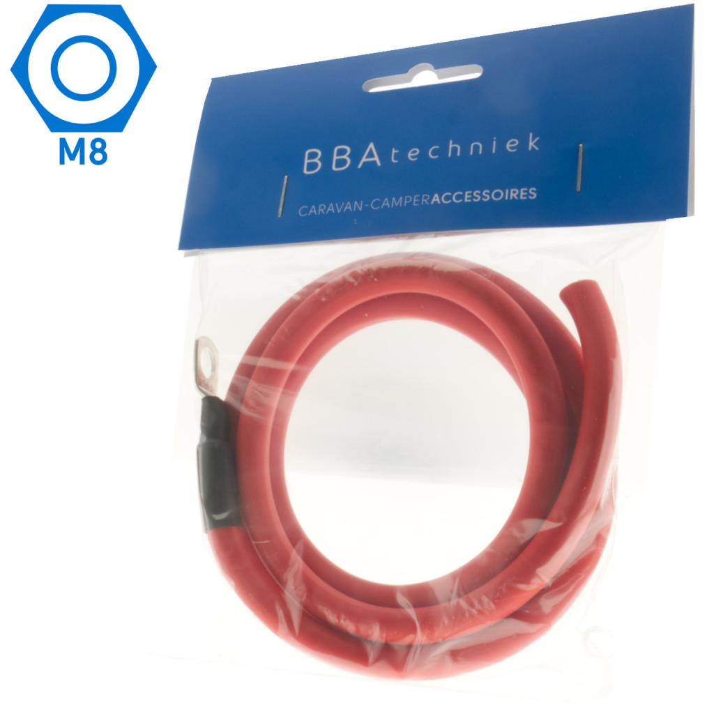 BBAtechniek - 16mm2 accu kabel flexibel rood 1x M8 (1.0m)
