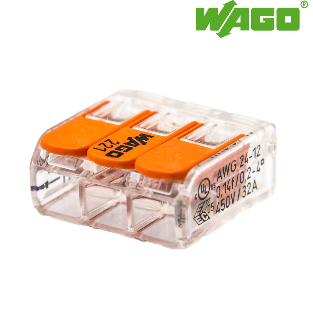 BBAtechniek - Wago verbindingsklem 221 3-voudig 0.2-4mm2 (50x)