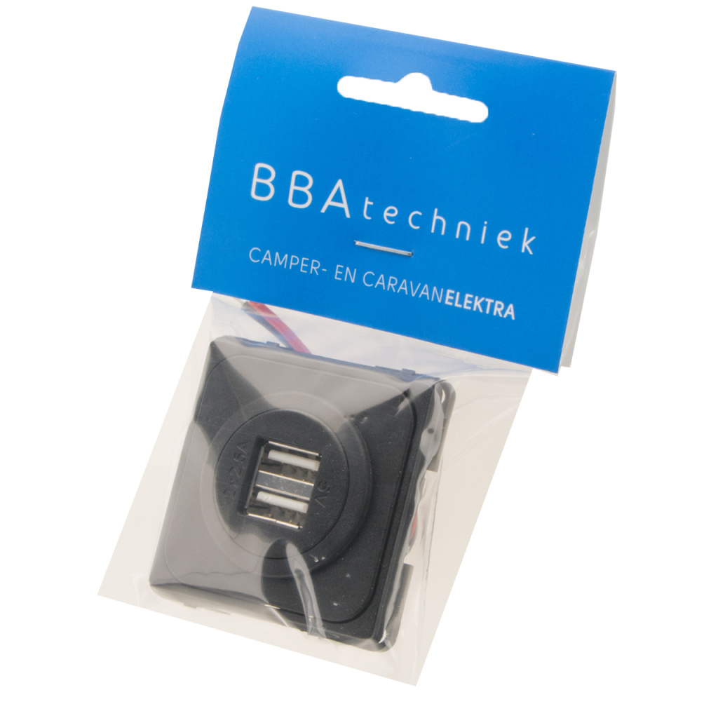 BBAtechniek - USB-A contactdoos 2x 2.5A zwart S20.000 (1x)