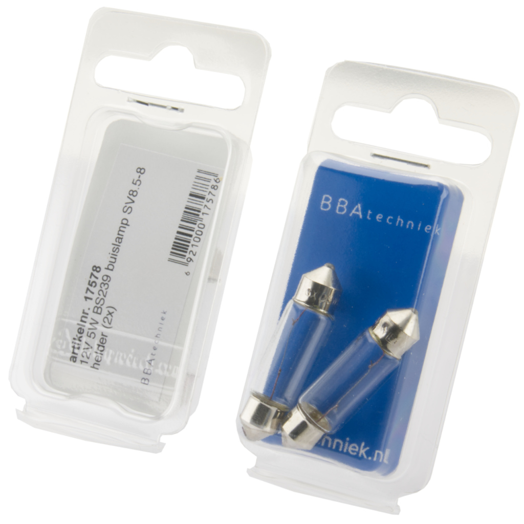 BBAtechniek - 12V 5W BS239 buislamp SV8.5-8 helder (2x)