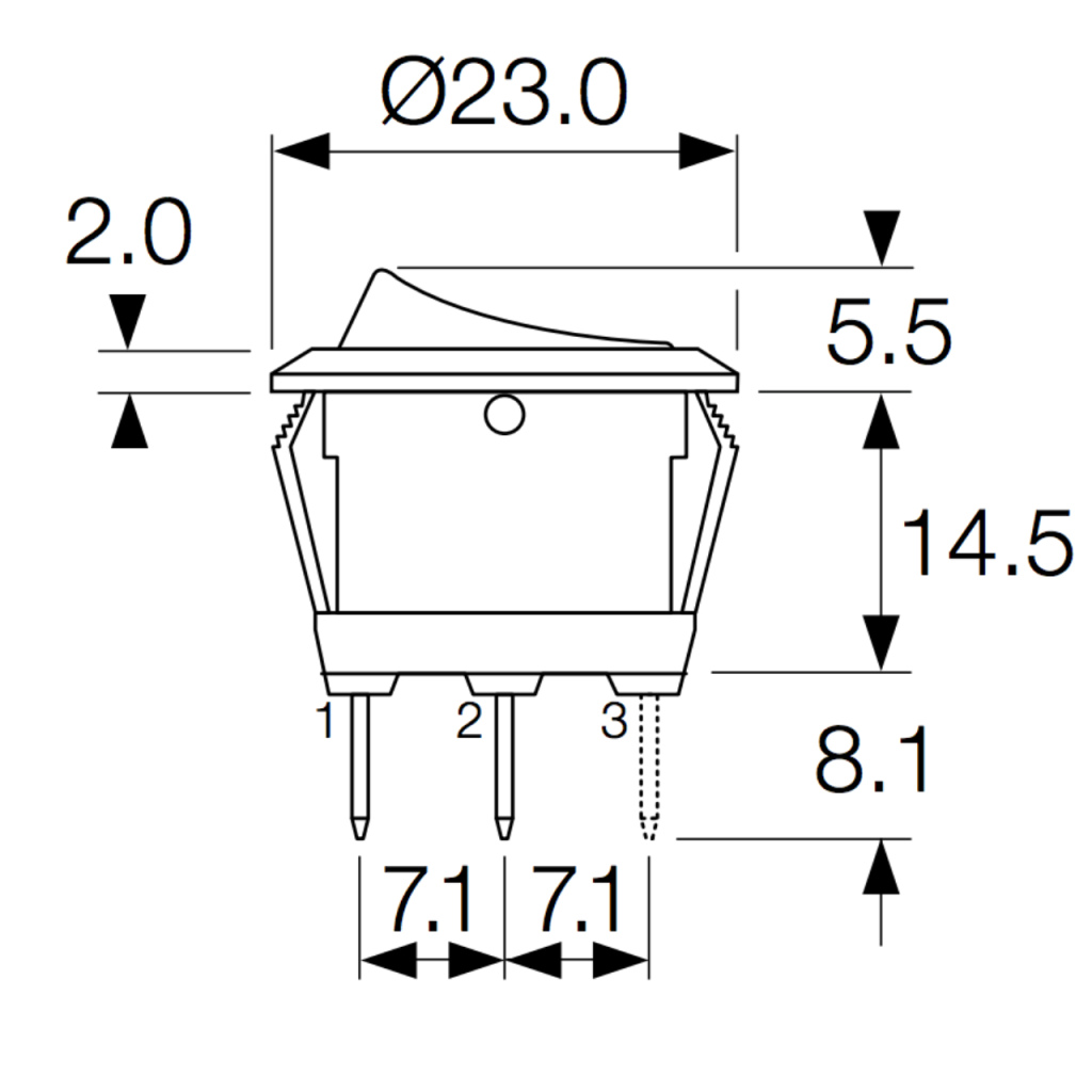 BBAtechniek - 12V 10A 3-polig on-off-on schakelaar (1x)