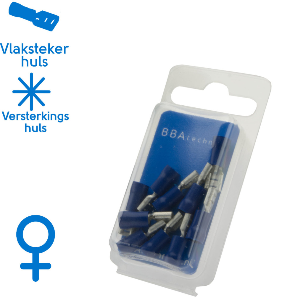 BBAtechniek - Vlakstekerhuls 4.8x0.5mm* blauw (10x)