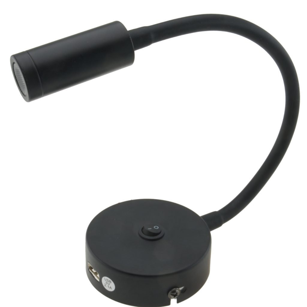 BBAtechniek - Venetië Flex LED 12V 2W zwart met USB 2.1A (1x)