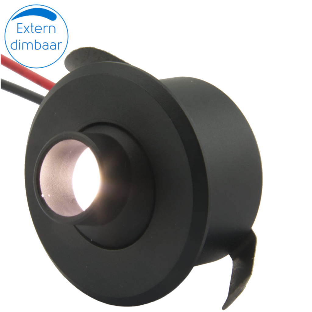 BBAtechniek - Sardinië 12V 0.75W kantelbare LED spot zwart (1x)