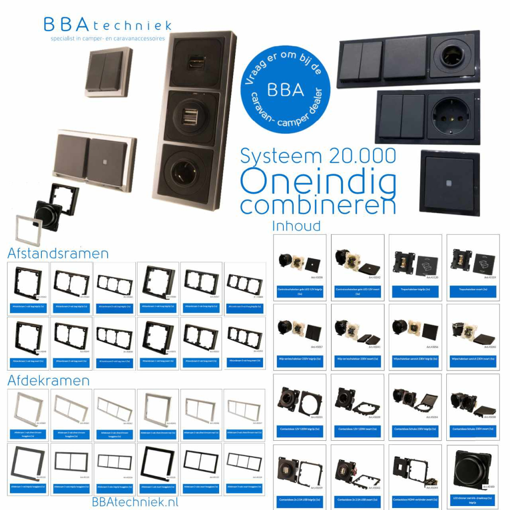 BBAtechniek - 12V 120W contactdoos lei-grijs S20.000 (1x)