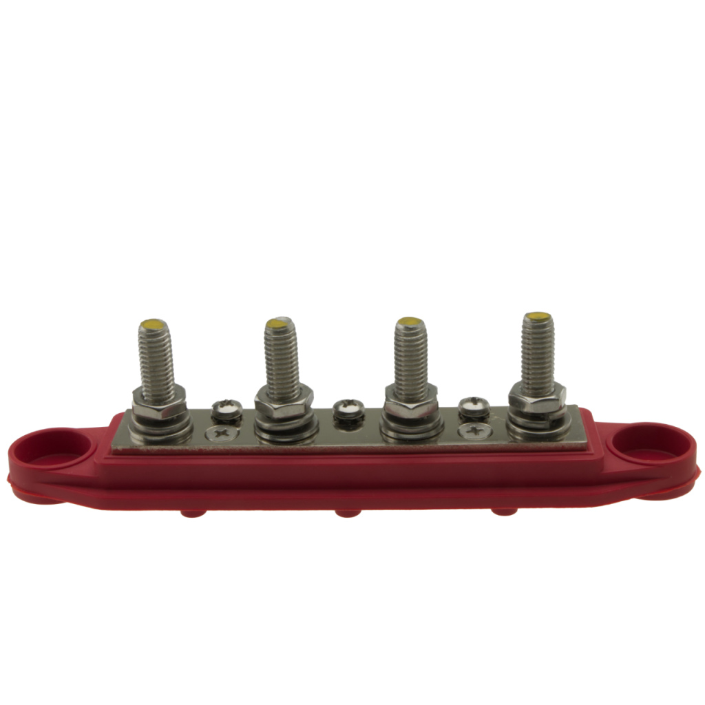BBAtechniek - Busbar M8 4-punts rood met beschermkap (1x)