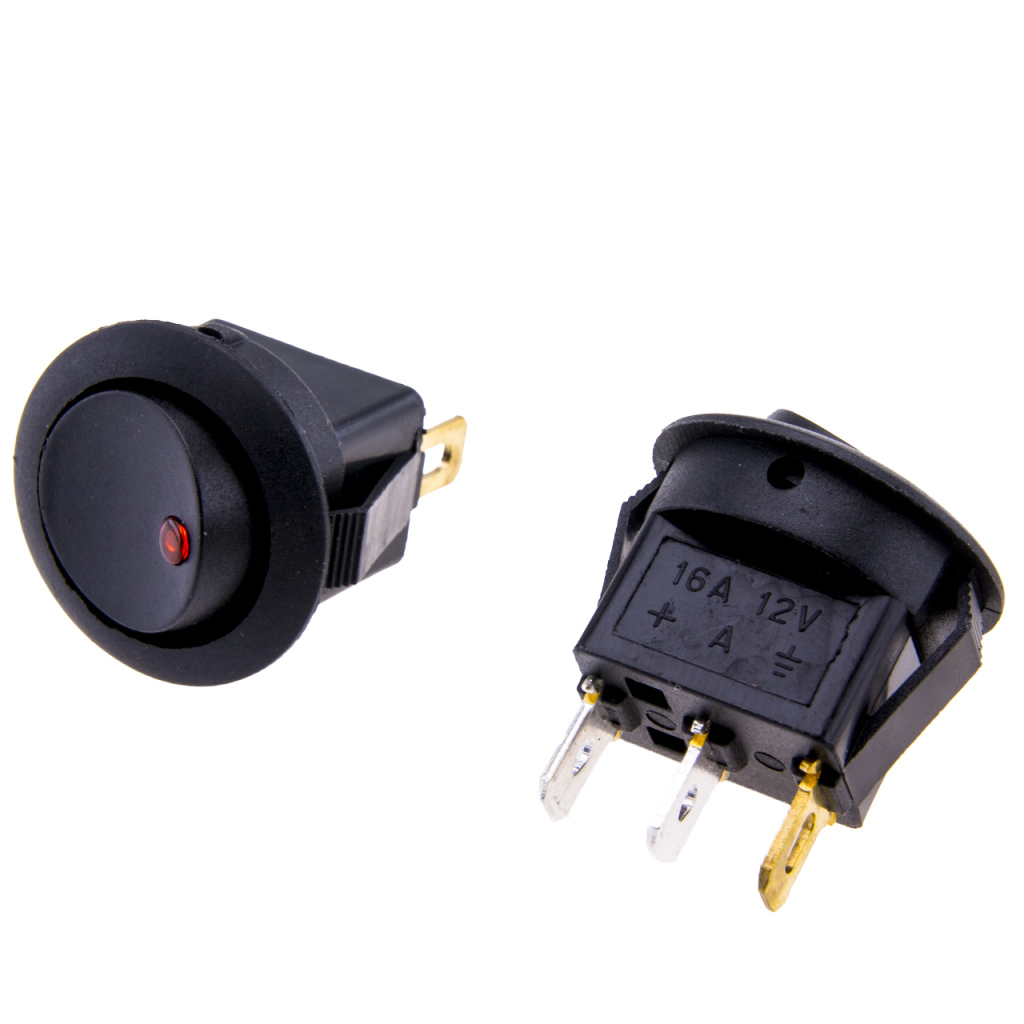 BBAtechniek - 12V 20A 3-polig On-Off schakelaar rode LED (10x)