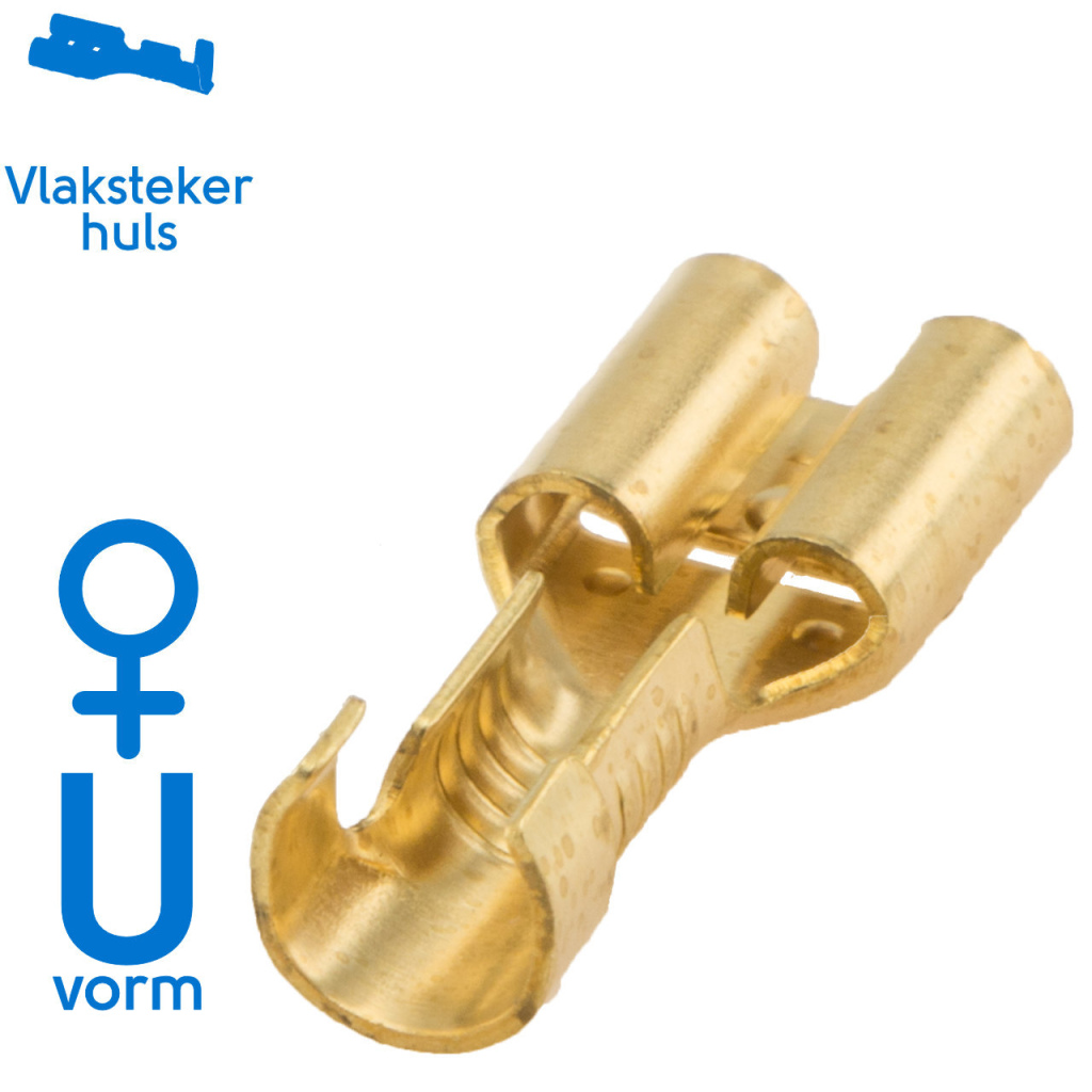 BBAtechniek - Vlakstekerhuls messing 6.3 0.5 -1.5mm² (1000x)