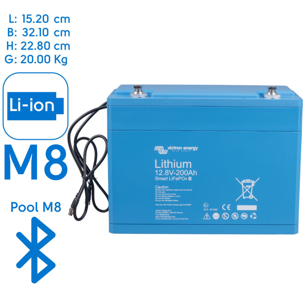 BBAtechniek - Victron Lithium accu 12.8V 200Ah Smart (1x)