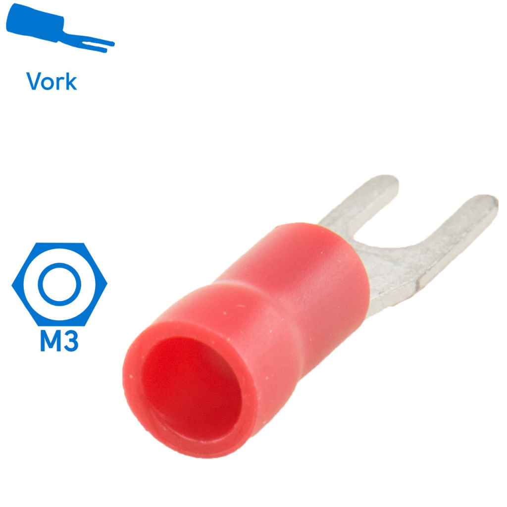 BBAtechniek - Kabelschoen vork M3 Ø3.2mm rood (100x)