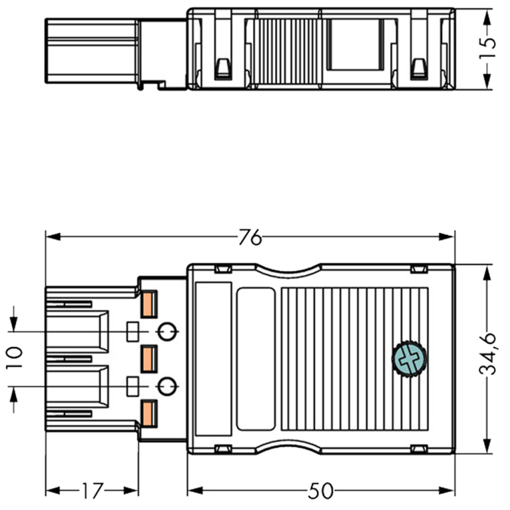 BBAtechniek - Wago Winsta Midi connector male zwart (5x)