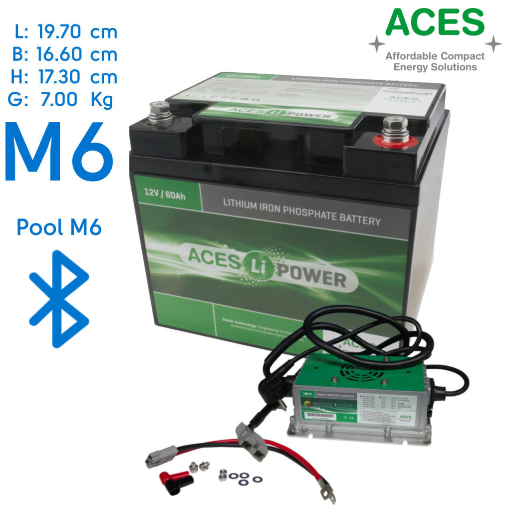 BBAtechniek - 12V 60Ah Aces Lithium accu + lader 20A (1x)