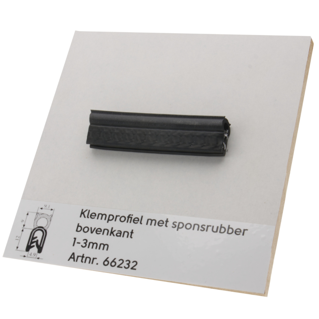 BBAtechniek - Klemprofiel met sponsrubber bovenkant 1-3mm (5m)