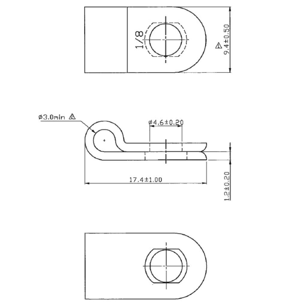 BBAtechniek - Chassis bevestigingsklem Ø 6.6mm 1/4” (100x)
