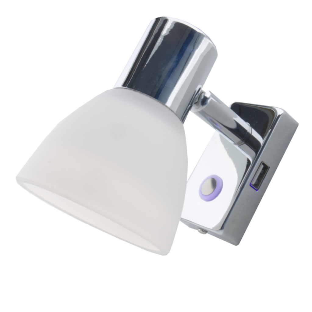 BBAtechniek - Faretto PowerLED 12V 3W 3000K chroom met USB (1x)