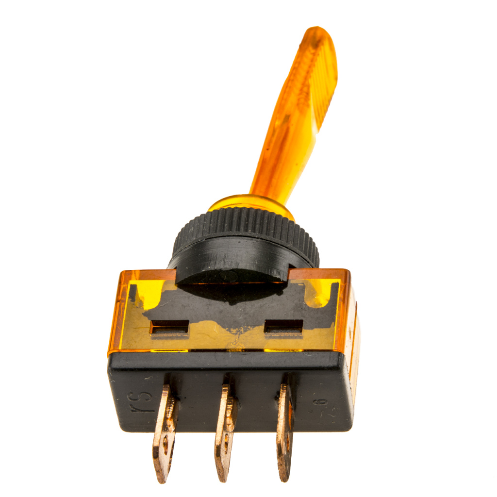 BBAtechniek - 12V 20A 3-polig On-Off tuimelschakelaar amber (1x)