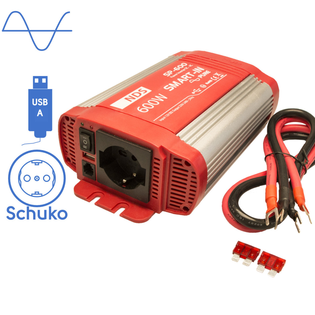 BBAtechniek - NDS SP-600 inverter 12V 600W USB-uitgang (1x)