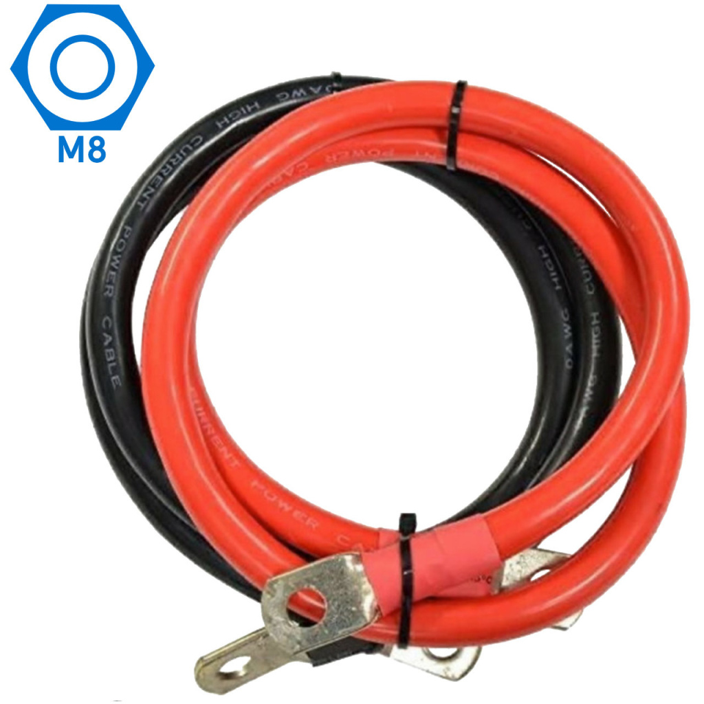 BBAtechniek - 50mm² accukabel flexibel 1x rood 1x zwart M8(1.5m)
