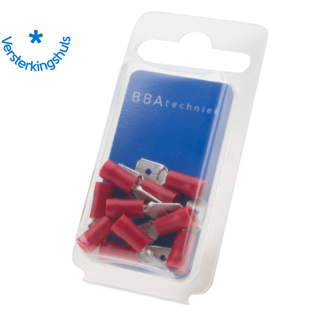 BBAtechniek - Vlaksteker 6.3mm* rood (10x)