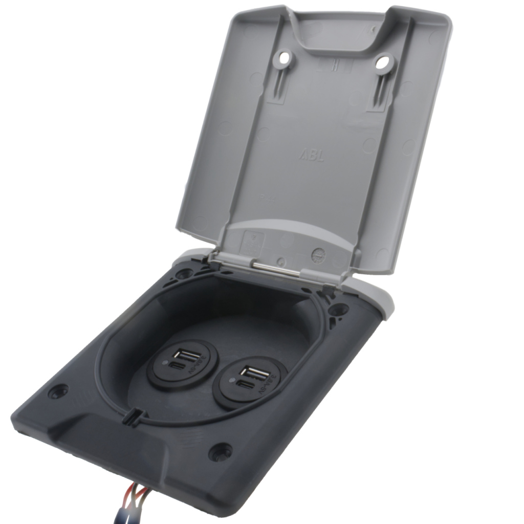 BBAtechniek - USB-A 3.6A 5V 2x en USB-C 2x licht grijs (1x)